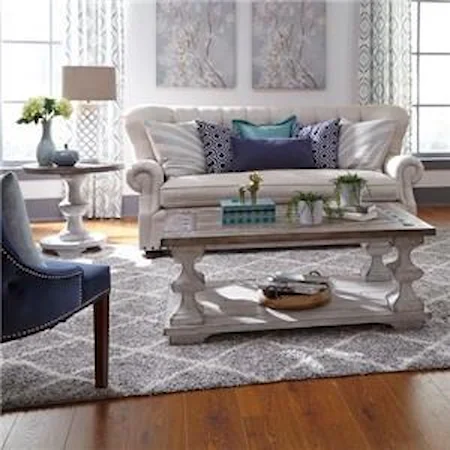 2 Piece Rectangular Coffee Table and Round End Table Set
